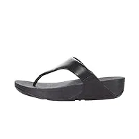 fitflop femme lulu leather toepost sandale plate, noir noir 001, 37 eu