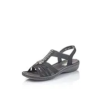 rieker femme sandales 60806, dame sandales fines,chaussure d'été,sandale d'été,confortable,plate,noir (schwarz / 00),36 eu / 3.5 uk