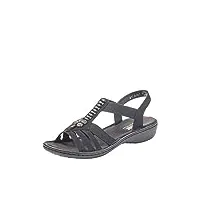 rieker femme sandales 60806, dame sandales fines,chaussure d'été,sandale d'été,confortable,plate,noir (schwarz / 00),39 eu / 6 uk