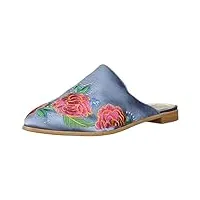 kenneth cole new york women's roxanne 2 embroidered flat mule, blue-1, 6 m us