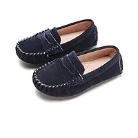 sunny&baby garçons mocassins chaussures enfants mocassins slip on style doux semelle antidérapante facile on & off résistant à l'abrasion (color : bleu, taille : 22 eu)