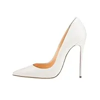 edefs femme escarpins talon aiguille classique mode soiree mariage chaussures matt blanc - taille 37
