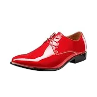 wealsex derby cuir vernis chaussure de ville à lacets homme bout pointu chaussure affaire bureau costume mariage (rouge,42)