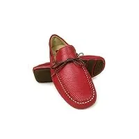 zerimar chaussures bateau en cuir pour hommes | chaussures nautiques | mocassins | couleur: rouge | taille: 43