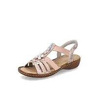 rieker femme sandales 60855, dame sandales fines,chaussure d'été,sandale d'été,confortable,plate,rose (rosa / 31),41 eu / 7.5 uk