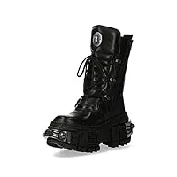 new rock boots wall1473-s11 bottes gothiques à plateforme en cuir noir métallisé unisexe 39
