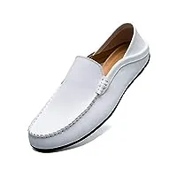 unitysow mocassins homme cuir slip on penny loafers légères confort chaussures de conduite plat chaussures de décontractées,blanc,eu 40
