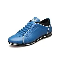 chaussure de ville a lacet en cuir souple pour homme en quatre saisons basse chaussure de travail de marche de grande taille plate casual bleu 48