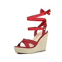 allegra k sandales compensées à lacets espadrille pour femmes rouge 41
