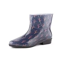 ladeheid bottines bottes de pluie chaussure femme lazt201802 (marine/arbres, 38 eu)