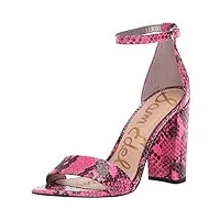 sam edelman sandales à talons pour femme modèle yaro, rose (neon pink snake print leather), 42.5 eu