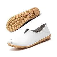 mocassins femmes cuir chaussures plates loafers casual confort bateau chaussures de conduite Été sandales blanc eu42.5=cn44