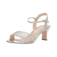 nina footwear nelena sandales habillées à talon moyen pour femme, beige (soft platino), 38.5 eu