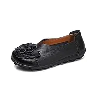 gaatpot femme mocassins loafers chaussure bateau chaussures de conduite plates sandales antidérapant respirant noir 38.5 eu = 40 cn