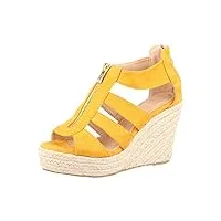 elara jumex sandale femme talon compensé plate-forme chunkyrayan th82221 yellow-39