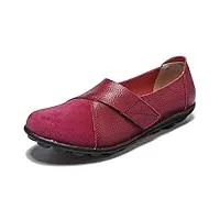 yooeen mocassins femme chaussures de travail plates loafers en cuir loisir casual bateau chaussures de conduite de ville réglable velcro