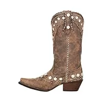 durango women's driftwood floral western boot snip toe brown 10 m