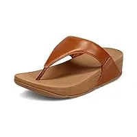 fitflop lulu leather toepost, sandales bout ouvert femme - beige (ss18 light tan 592) - 37 eu