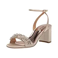badgley mischka women's block heel sandal heeled, ivory, 6