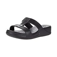 crocs femme monterey metallic wedge sandales bout ouvert, noir (dark charcoal/black 0gq), 39 eu