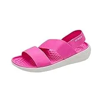 crocs literide stretch sandal, bout ouvert femme, electric pink/almost white, 36/37 eu