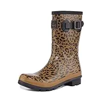 joules femme molly welly bottes & bottines de pluie, tan leopard, 39 eu