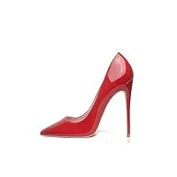 genshuo femmes mode bout pointu escarpins À talons hauts sexy slip on stiletto party chaussures 12 cm / 4.72in,rouge, 37 eu(7 us)