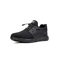 chaussure de securité homme femme bottes travail chantiers industrie sneakers protection embout en acier basket de sports legere noir-3 eu42