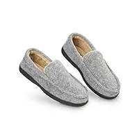 dunlop chausson homme semelles antidérapantes chaussons charentaises hommes mémoire de forme intérieur extérieur pantoufles mocassins loafers hiver (44 eu, gris)