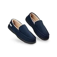 dunlop chausson homme semelles antidérapantes chaussons charentaises hommes mémoire de forme intérieur extérieur pantoufles mocassins loafers hiver (46 eu, bleu)