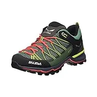 salewa ws mountain trainer lite gore-tex chaussures de randonnée basses, feld green/fluo coral, 38 eu