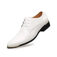 souliers formels d'homme, chaussures lacées en cuir de tenue de soirée robe de mariée d'affaires chaussures bureau de bal de mariage,blanc,45