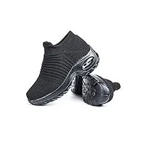 hitmars baskets pour femme baskets pour femme en maille légère marche course à pied sports gym chaussures en tricot coussin d'air casual confortable 2-noirnoir (40eu)