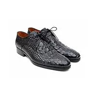 paul parkman chaussures derby en cuir de veau gaufré crocodile noir pour hommes (id#1438blk), noir, 45 eu