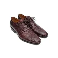 paul parkman chaussures derby en cuir de veau gaufré crocodile marron et bordeaux pour homme (id#1438brd), marron et bordeaux, 42.5 eu