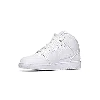 nike air jordan 1 mid (gs) chaussure de basketball, white/white-white, 37.5 eu