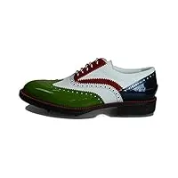 atelier guarotti chaussures de golf italiennes pour homme - piques - shinnecock - - 1 vert, 2 blanc, 3 rouge, 4 blanc, 5 bleu marine., 47 eu