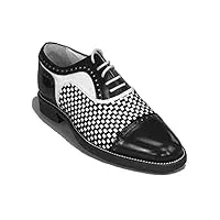 atelier guarotti morfontaine chaussures de golf italiennes faites à la main pour homme, d 1 black 2 tissage blanc noir 3 noir 4 blanc 5 noir, 42.5 eu