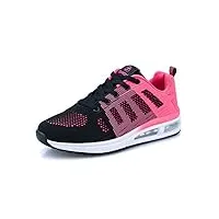 femme running baskets respirant marche running chaussures fitness course basses athlétique gym mode sneakers rose noir 38 eu