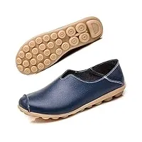 mocassins femmes cuir chaussures plates loafers casual confort bateau chaussures de conduite Été sandales bleu foncé eu38=cn39