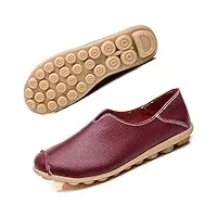 mocassins femmes cuir chaussures plates loafers casual confort bateau chaussures de conduite Été sandales rouge eu39.5=cn41