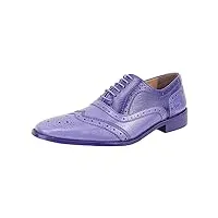 libertyzeno chaussures à lacets en cuir pour homme imprimé crocodile/lézard oxford à la main sans cuir, violet (violet), 42 eu