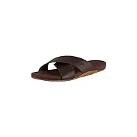 timberland homme seaton bay cross strap slide sandales, marron dark brown leather, 45 eu