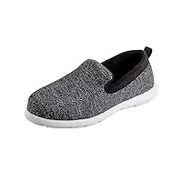 isotoner zenz men's sport knit moccasin, slip-on shoe, dark charcoal heather, size 10
