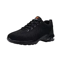 dykhmily chaussure de securité homme legere coussin d'air embout acier basket de securite respirant confortable chaussures de travail (noir, 44 eu)