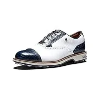 footjoy homme premiere series tarlow chaussure de golf, blanc/bleu marine, 43 eu