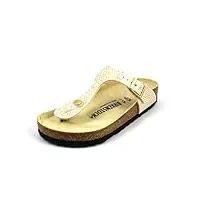 birkenstock femme gizeh sandale, shiny python eggshell/gold, 40 eu