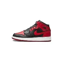 nike air jordan 1 mid (gs), chaussure de basketball, black gym red white, 38 eu