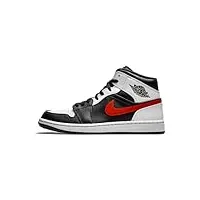 nike air jordan 1 mid, chaussures de basket homme, multicolore black chile red white, 48.5 eu