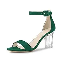 allegra k sandales à talons hauts pour femmes en faux suède transparent avec bride à la cheville vert 39